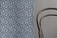Sonja Agate Blue - White Linen fabric, Blue paisley print