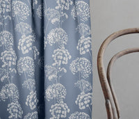 Erleen INV Agate Blue - Curtain fabric with Blue and  botanical print