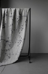 Berry Ash - Botanical Grey print on Linen Cotton fabric