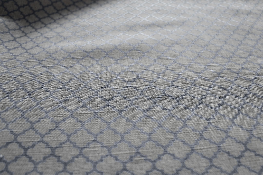 Jonna Ash - Curtain fabric, grey moroccan clover pattern