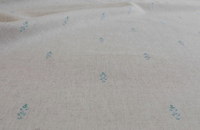 Asli Jade Mist - Natural fabric with classical Green-Blue pattern
