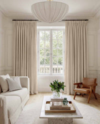 Beige Linen Living room curtains - 100% pre-washed linen. Bianco Dusk Beige by Ada & Ina.