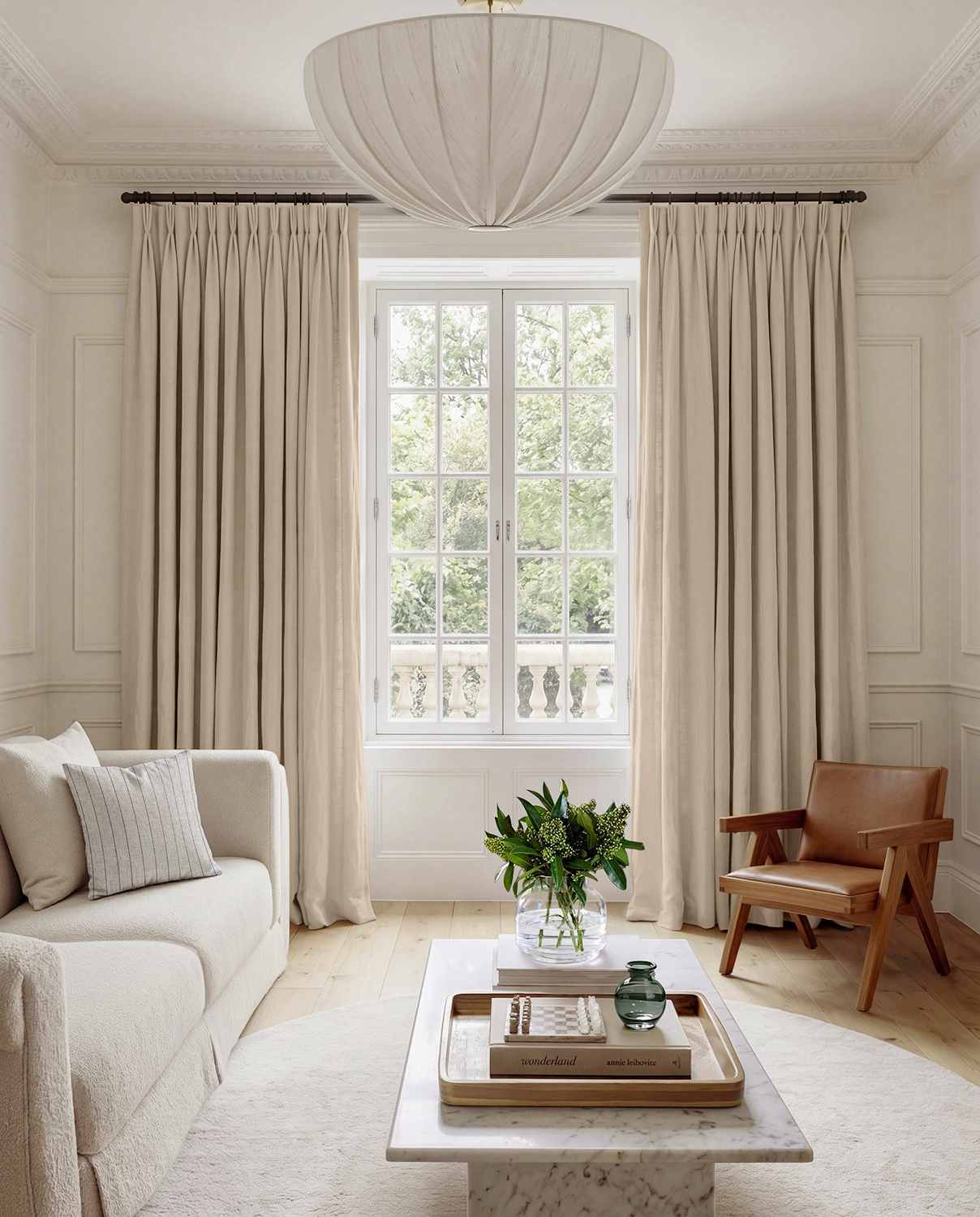 Beige Linen Living room curtains - 100% pre-washed linen. Bianco Dusk Beige by Ada & Ina.