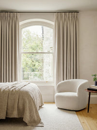 Beige 100% Linen Triple Pleat curtains. Bea Light Oatmeal by Ada & Ina