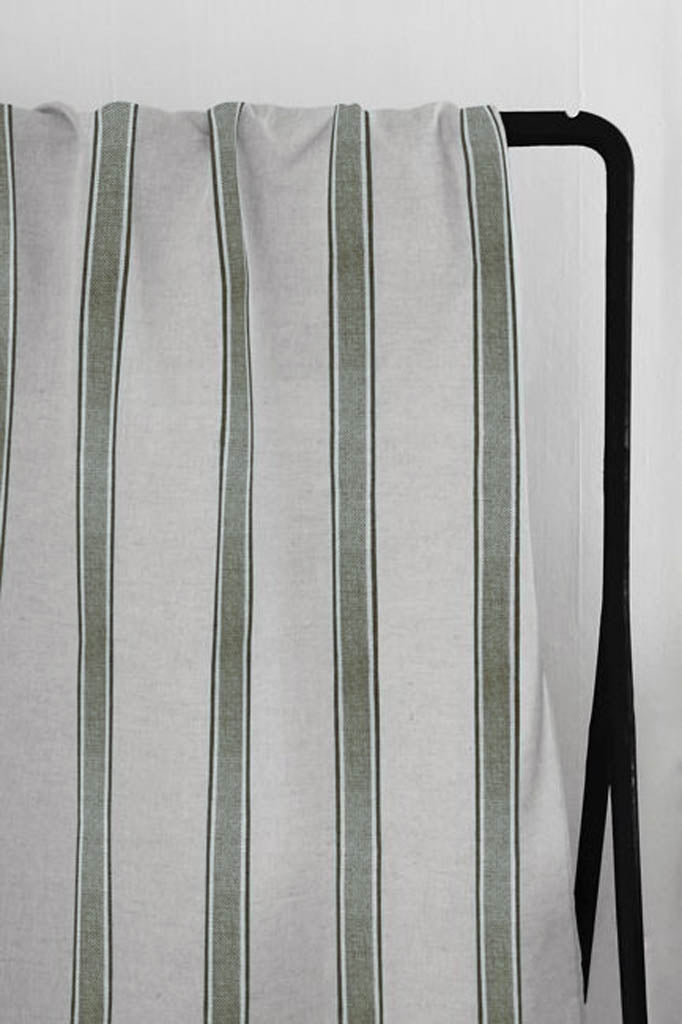 Bella Sea Weed - Curtain fabric with Green stripes