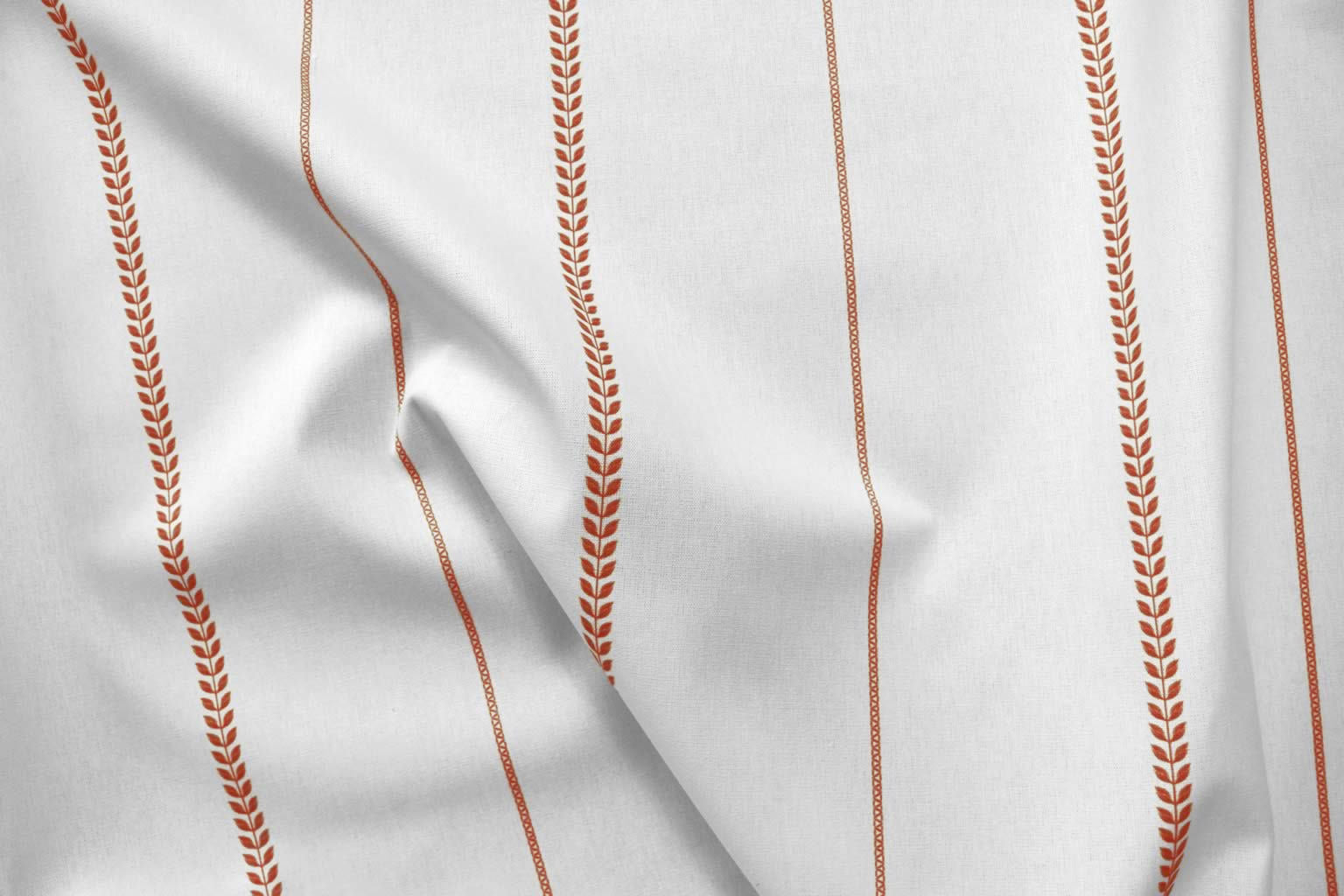 Berit Terracotta - curtain fabric with Orange striped print