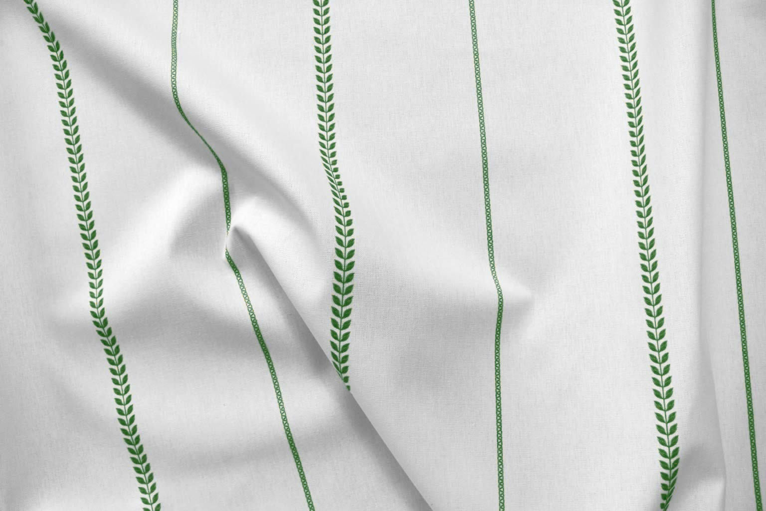 Berit Parrot Green - curtain fabric with Green striped print