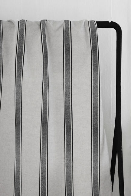 Bella Black - Curtain fabric with Black stripes - for striped curtains large product shot