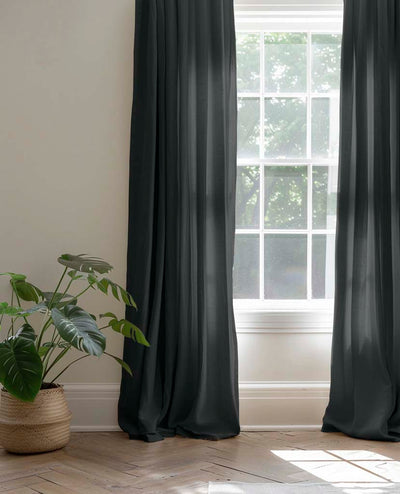 Black Curtains made of stonewashed linen mix fabric
