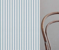 Liliana Blue Mist-WHT - white fabric with blue striped pattern 