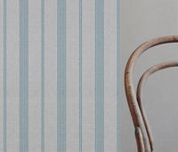 Brea Blue Stone - Natural fabric with Striped Blue print