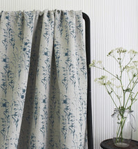 Breeze Blue Stone - Curtain fabric with Blue botanical pattern