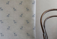 Deer Blue Stone - Curtain fabric with blue pattern of deers