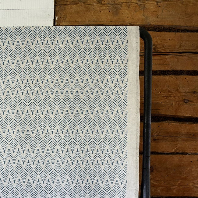 Sylvia Blue Stone - Blue abstract print on Natural fabric