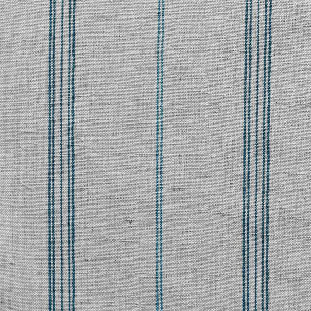 Elise Blue Stone- Linen Cotton mix curtain fabric, Blue Stone & Marine Blue stripes