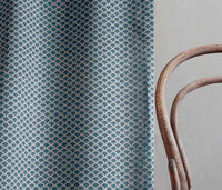 Erle Blue Stone - Natural curtain fabric, Blue contemporary print