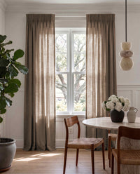Brown 100% Linen Unlined curtains - Pencil pleat heading. Bea Chestnut by Ada & Ina