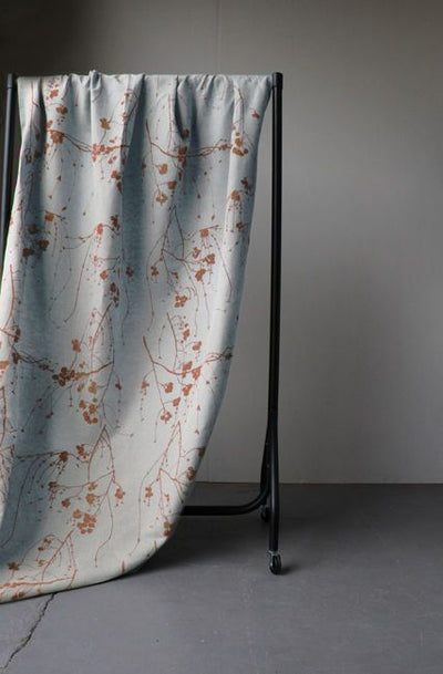 Berry Terracotta - Natural fabric with Orange print