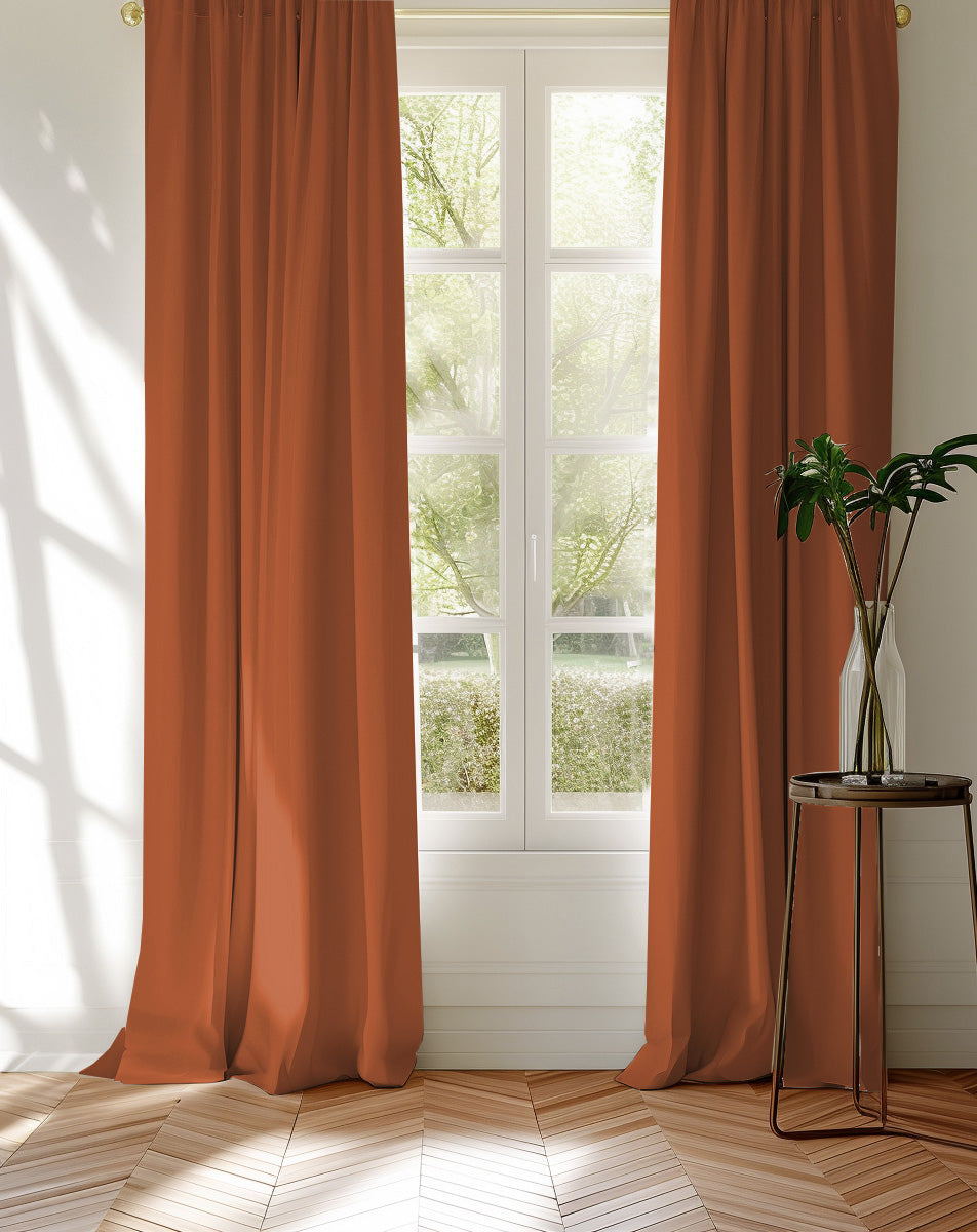 Burnt Orange curtains made of 100% Cotton fabric