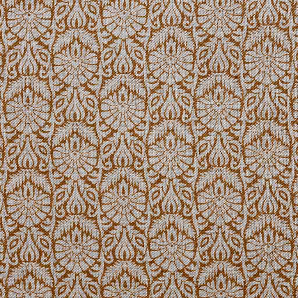 Krista Burnt Orange - Curtain fabric with abstract Orange floral pattern