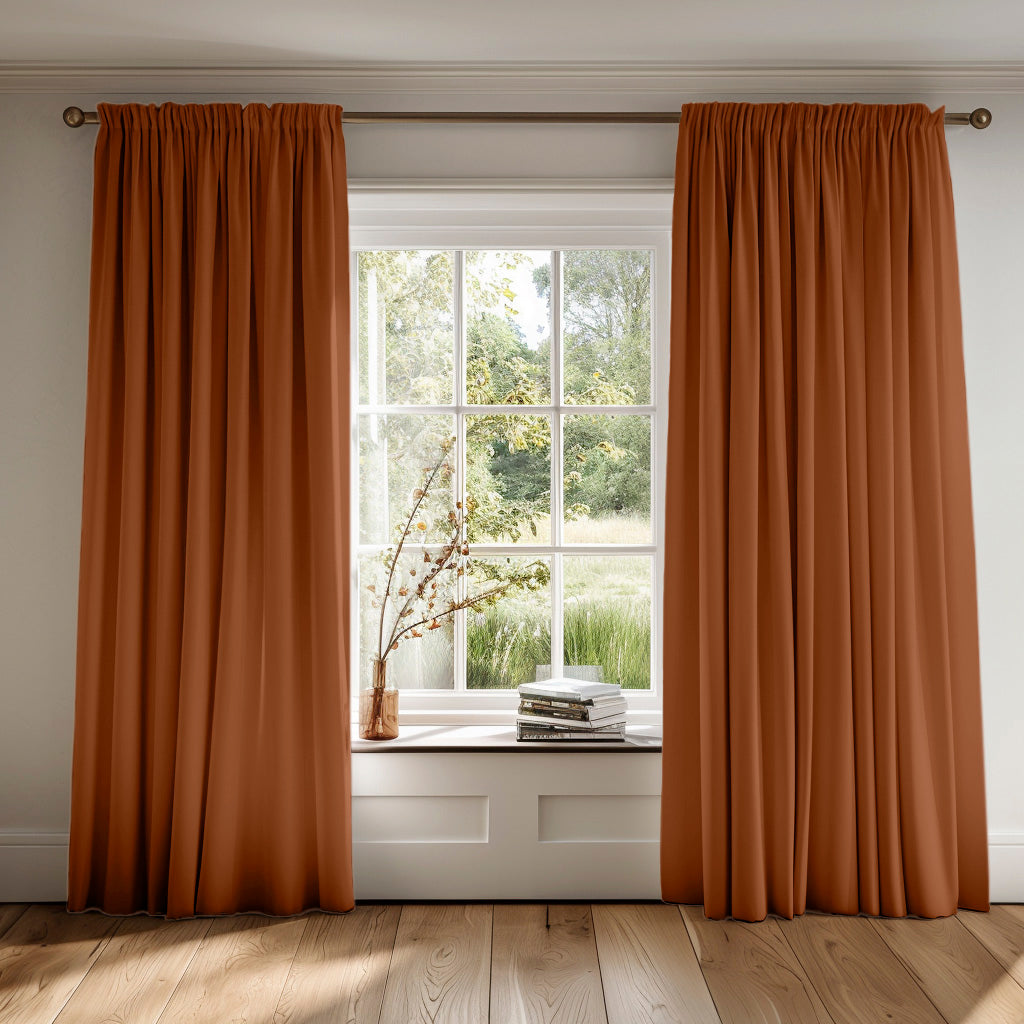 Burnt Orange curtains made of 100% Cotton fabric