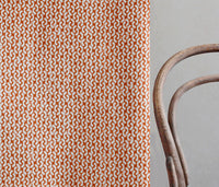 Arina Burnt Orange - Natural curtain fabric, Orange abstract print