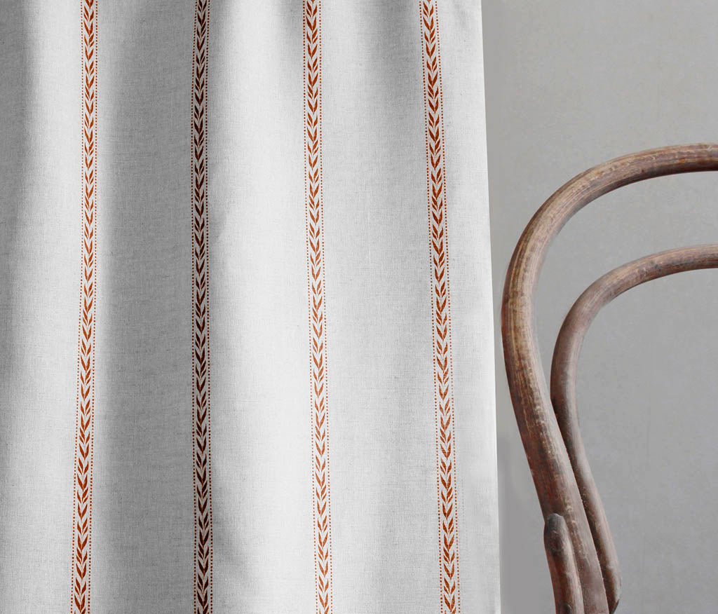 Helena-NAT Terracotta - Curtain fabric with Orange pattern print