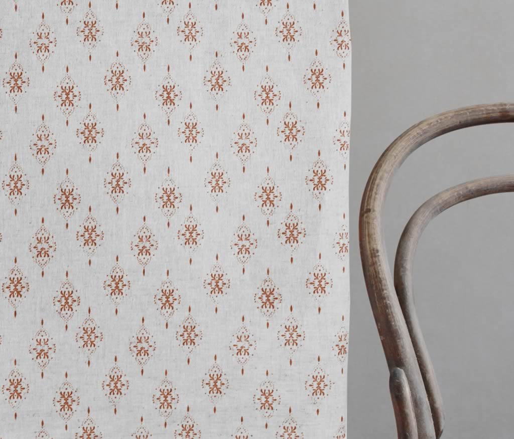 Iiris Burnt Orange - Curtain fabric with Orange abstract print