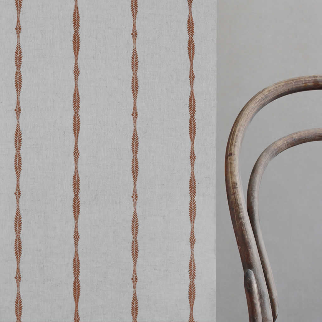 Irina Terracotta - Curtain fabric with Orange abstract print