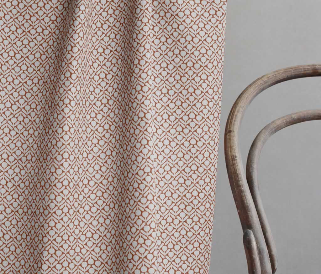 Nessa Burnt Orange - Curtain fabric with Orange abstract print