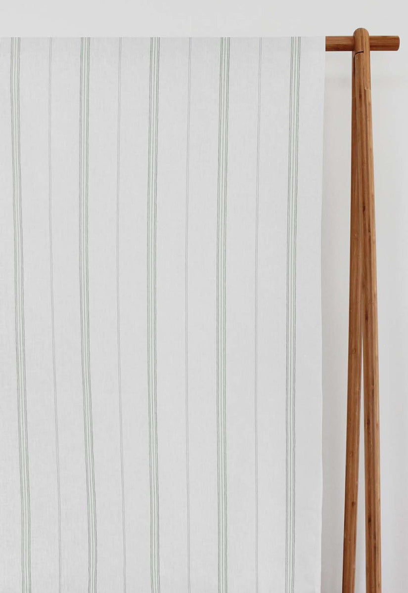 Elise Meadow-WHT - vertical two tone striped fabric.