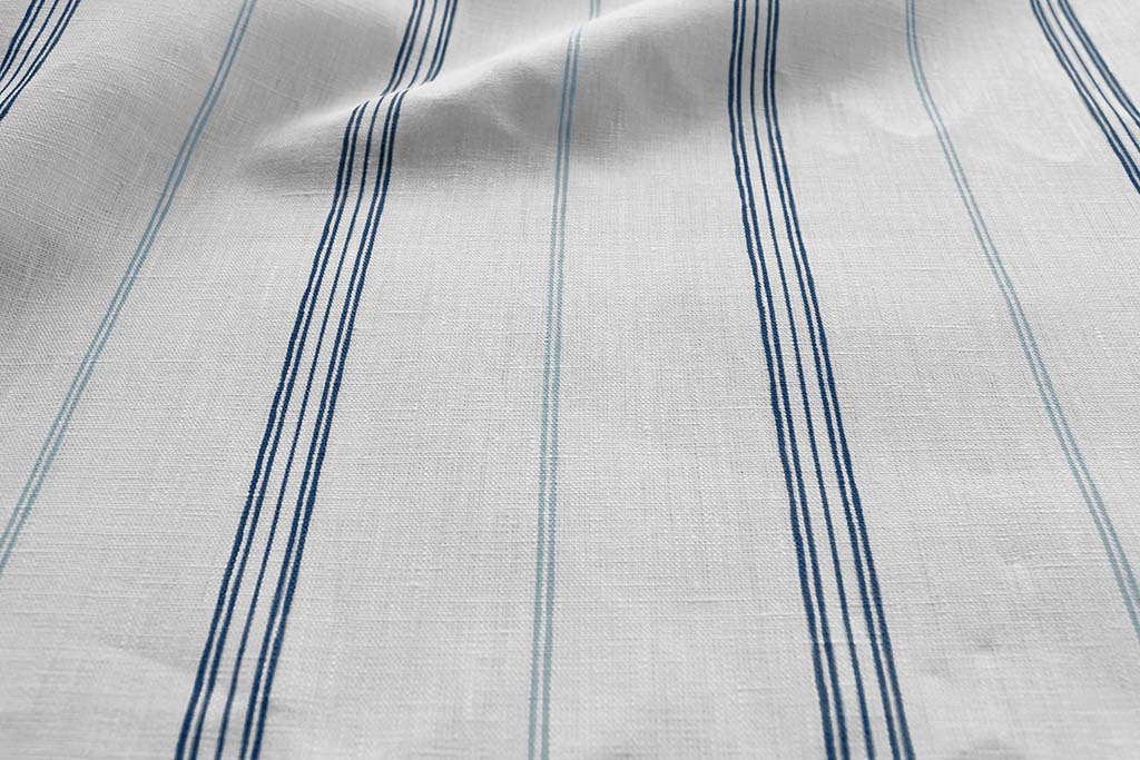 Elise Blue-WHT - vertical two toned striped fabric.