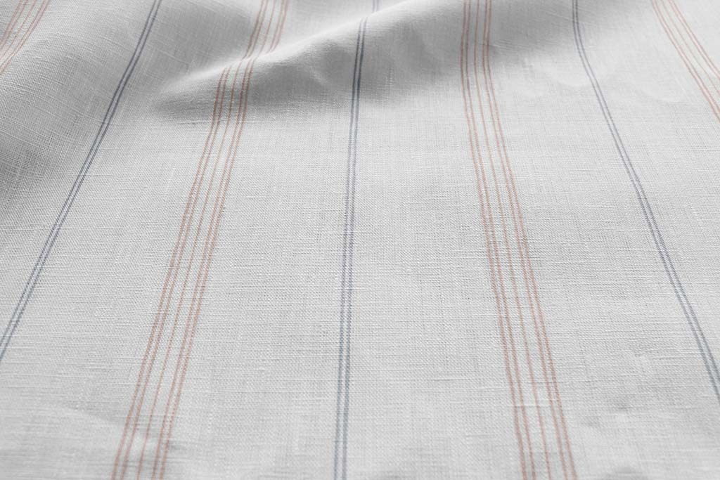Elise New Blush-WHT - vertical two tone striped fabric.
