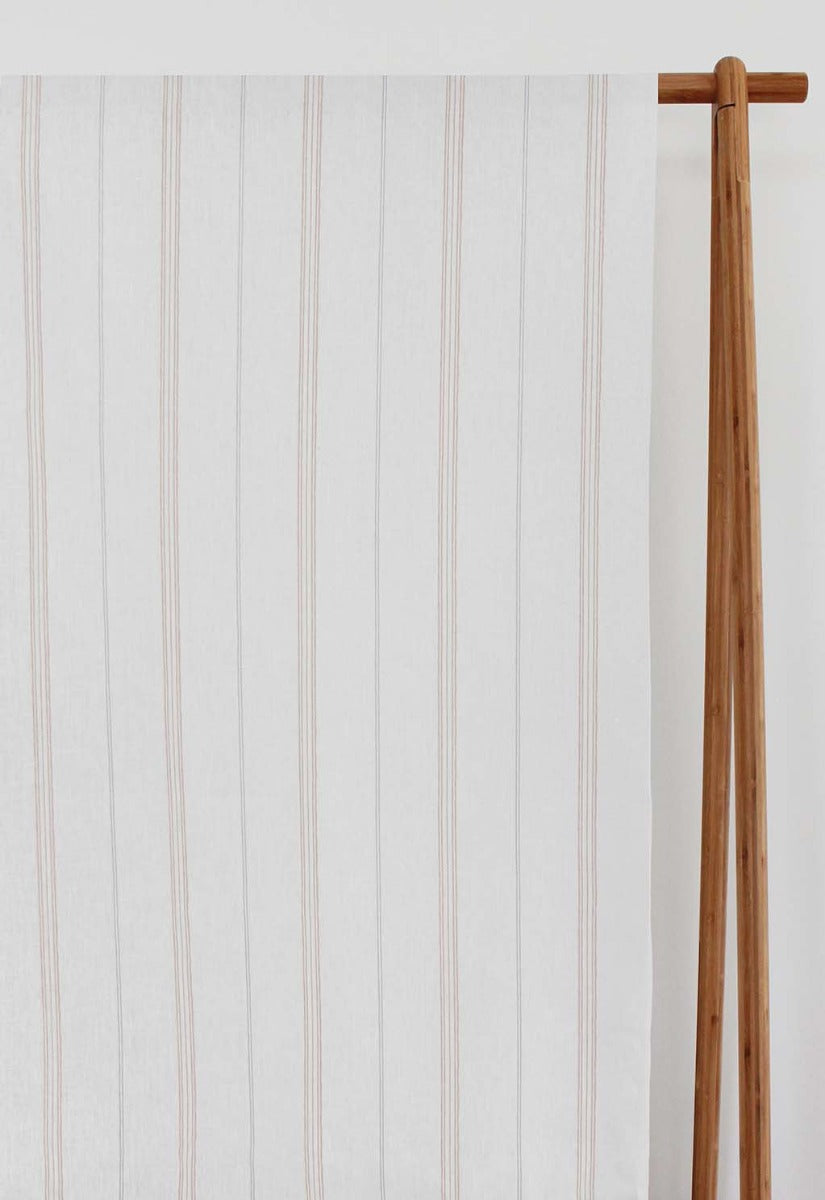 Elise New Blush-WHT - vertical two tone striped fabric.
