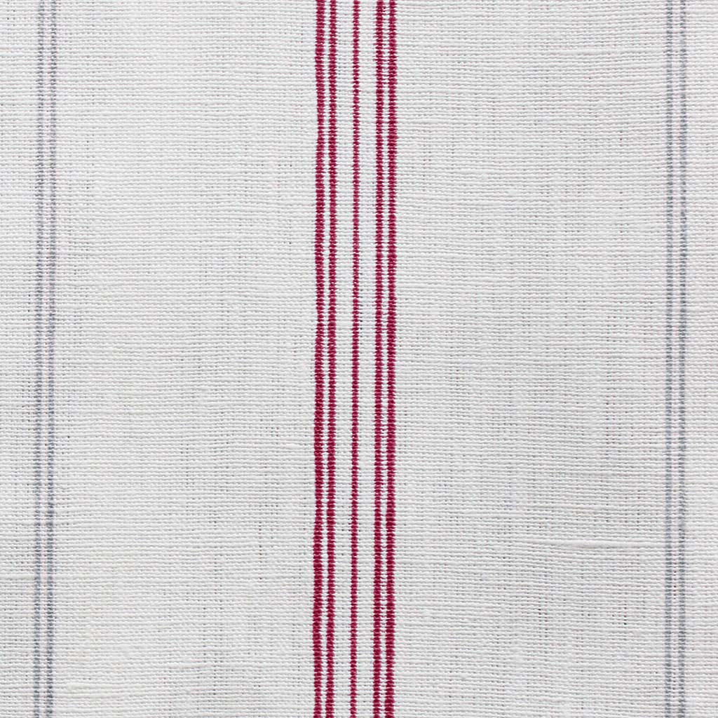 Elise Dream Red-WHT - vertical two tone striped fabric.