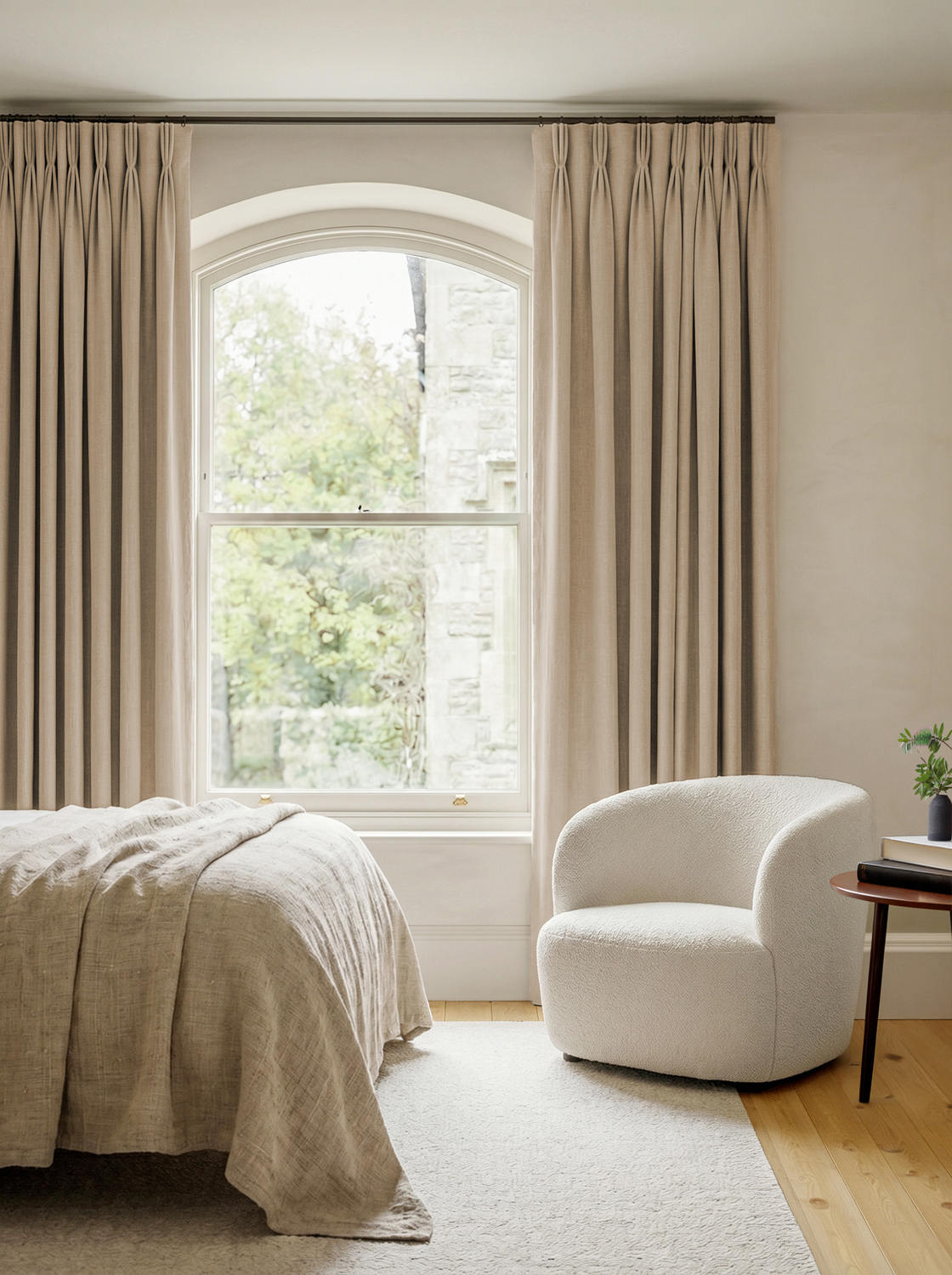 Chalk 100% Linen Triple Pleat curtains. Bea Chalk by Ada & Ina