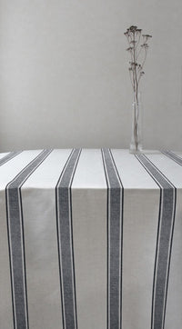 Bella Charcoal - Curtain fabric with Dark Grey stripes