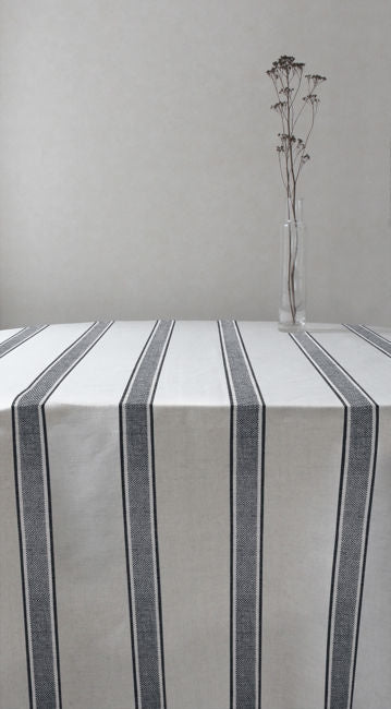 Bella Charcoal - Curtain fabric with Dark Grey stripes