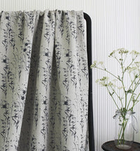 Breeze Charcoal - Curtain fabric with Grey botanical pattern
