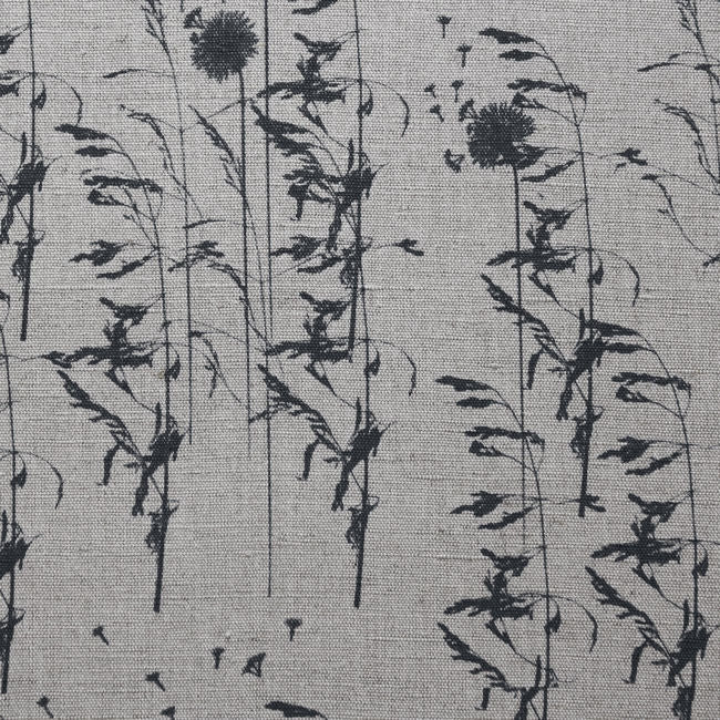 Breeze Charcoal - Curtain fabric with Grey botanical pattern