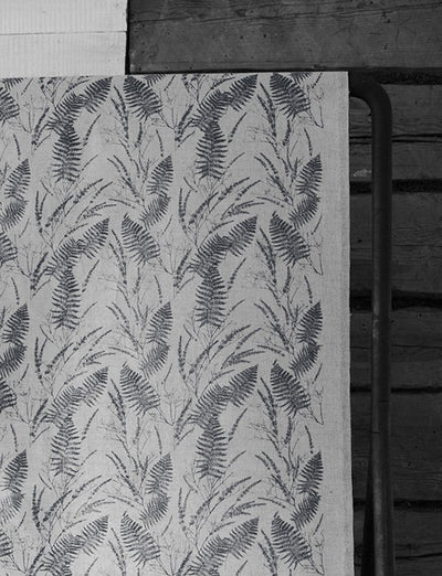 Fernia Charcoal - Fabric for curtains with Dark Grey print