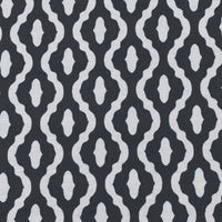 Oona Charcoal - White linen fabric, Dark Grey abstract print