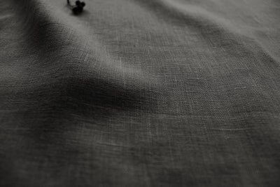 Black 100% Linen Fabric - close-up - Charlotte Noir