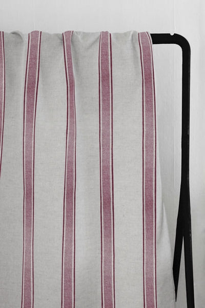 Bella Cherry - Curtain fabric with Red stripes