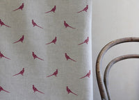 Pheasant Cherry - Curtain fabric with red pattern of pheasants