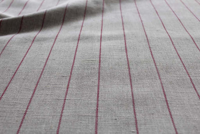 Solveig Cherry - Curtain fabric with red stripes
