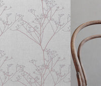 Chervil Dusty Pink, Natural fabric with Pink print