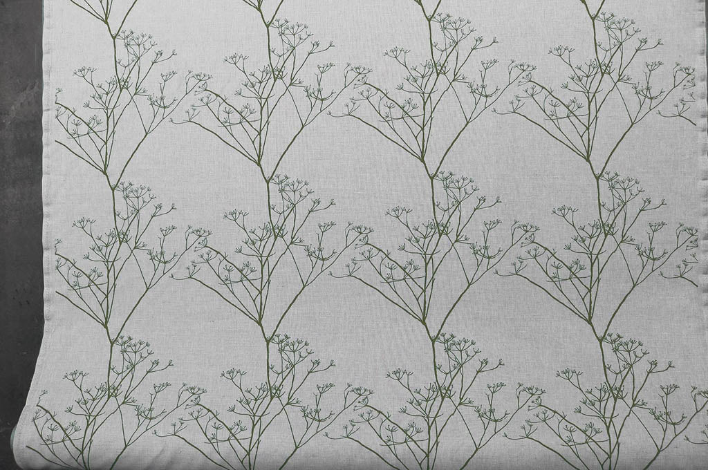 Chervil Sea Weed - Natural fabric with Green floral print