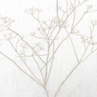 Cicely Grey Sand - White linen fabric, Grey botanical print