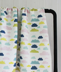 Cloud Dreams Circus - White Linen fabric, colourful cloud pattern - Kids print!